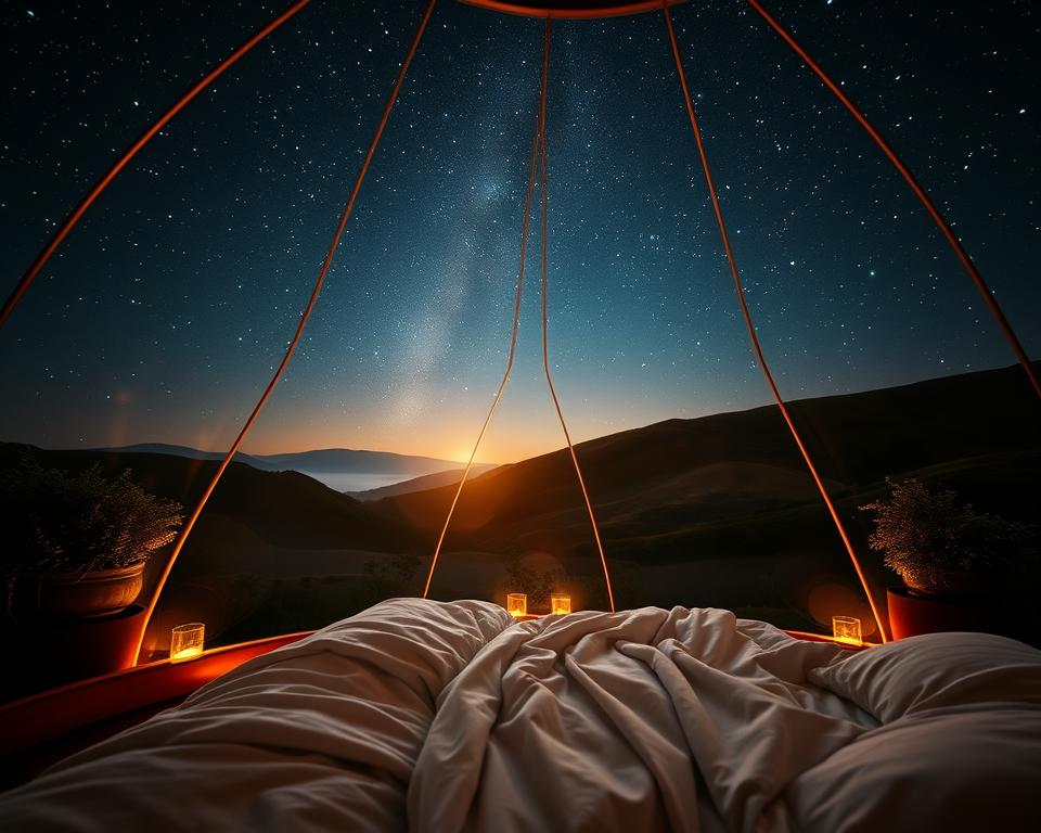 Romantische Nacht unter Sternenhimmel im Bubble Hotel